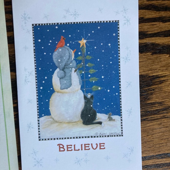 6 Assorted Unused Angel Town Snowman Wreath Santa Christmas Cards Envelopes - Picture 3 of 12